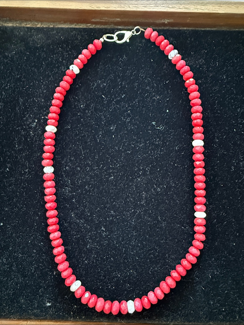 Cherry Red Dyed Quartz Necklace with Matching Earrings & Bracelet, Sterling sil